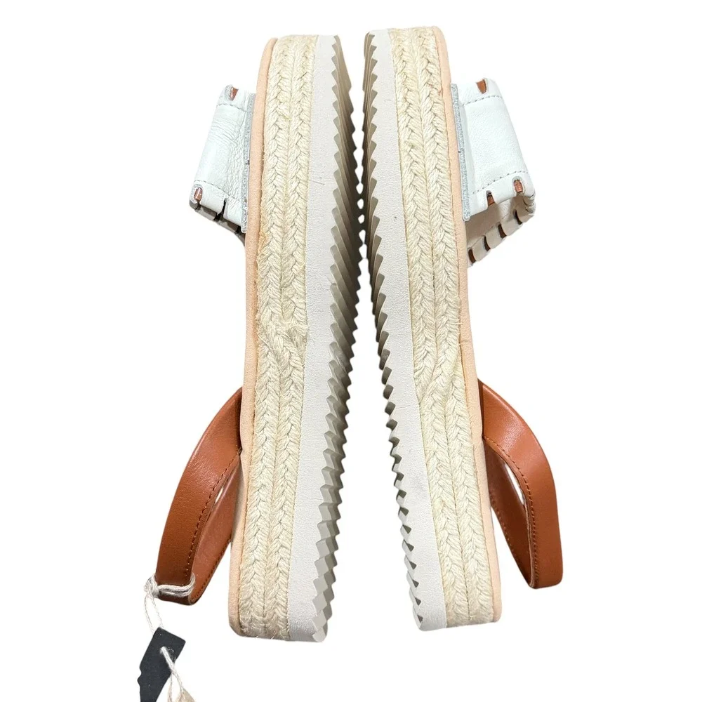 Castell Menorca Menorquina Sandals Womens 7.5 White Brown Leather Espadrille NWT